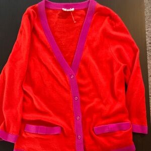 Kate Spade Red and Purple cashmere and wool   size Large button up cardigan